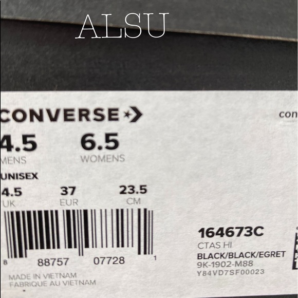 🌿Sale🌿 Converse Ctas Canvas High Top Black Egret Women’s Size 6.5 164673C - Picture 9 of 9